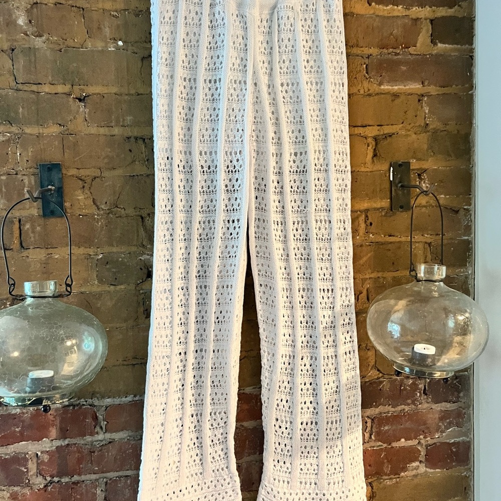 Free People Beach White Crocheted Pants XS